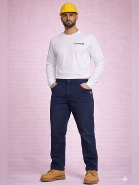 NWT Carhartt FR Loose Fit Midweight Canvas Flame-Resistant Pant 34x30 Navy